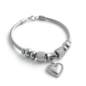 Pulseira com Berloques Coração detalhes